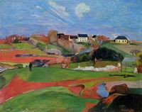 (image for) Handmade Oil painting for home canvas, oil painting framed canvas for living room Paul Gauguin paintings Fields at le Pouldu 1890