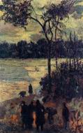 (image for) Handmade oil painting Copy paintings of famous artists Paul Gauguin paintings Fire by the Water 1886