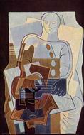 (image for) Handmade Oil painting for home canvas, oil painting framed canvas for living room Pierrot with Guitar 1922