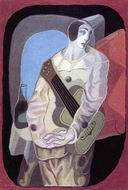 (image for) Handmade Oil painting for home canvas, oil painting framed canvas for living room Pierrot with Guitar 1925