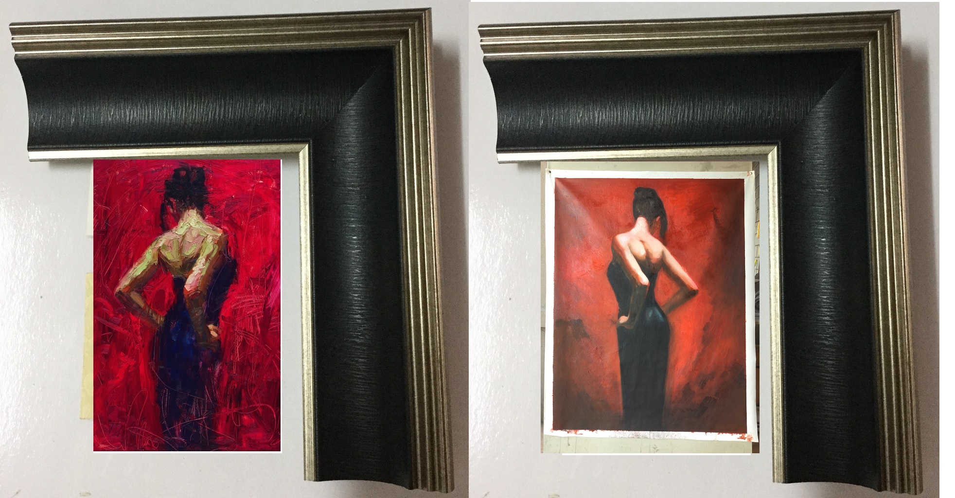 (image for) A pair of 16x24" framed Reproductions Henry Asencio's elegance, Handmade paintings of famous artists for sale, Copy paintings of famous artists for sale