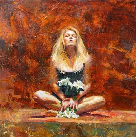 (image for) Handmade Oil painting for home canvas, oil painting framed canvas for living room the artist Henry Asencio's center of life