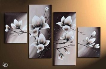 (image for) Elegant Blooming Flowers Modern Abstract Art on canvas