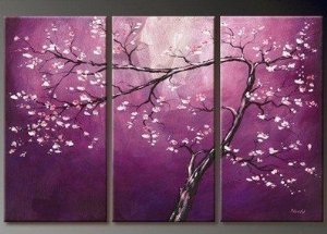 (image for) Elegant Tree Modern Abstract Oil Painting on canvas 3 pcs - Click Image to Close