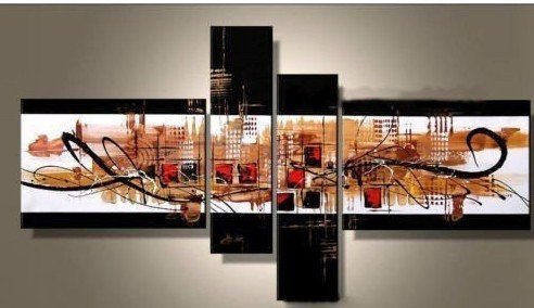 (image for) Modern Urban City Building Home Decoration Abstract Oil Painting
