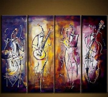 (image for) Jazz Player Modern Art Group Oil Painting for Home Decals
