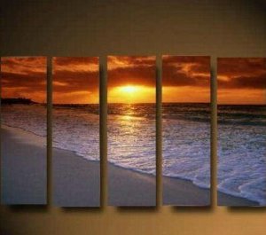 (image for) Hawaii Beach Seashore Sunrise Wave Modern Abstract Oil Painting