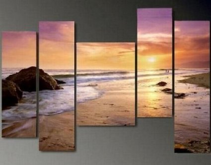 (image for) Hawaii Beach Sunset Modern Abstract Oil Painting on canvas - Click Image to Close