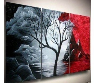 (image for) Cloud Tree Modern Abstract landscape oil painting on canvas