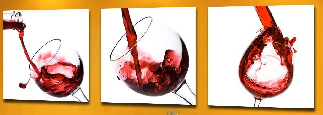 (image for) Delicious red wine Modern Abstract Art on canvas 3 pcs - Click Image to Close