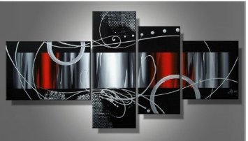 (image for) Red Black Clouds Modern Abstract Oil Painting on canvas 4 pcs