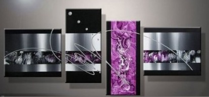(image for) Modern Abstract Oil Painting on Canvas Ready to Hang 4 pcs