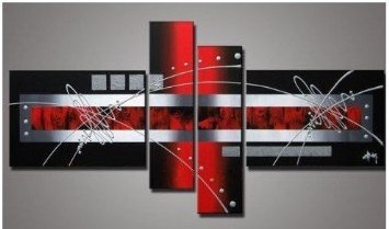 (image for) Silver Red Lines Point Home Decoration Modern Abstract Art
