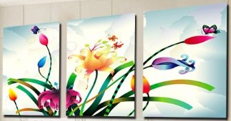 (image for) Colorful Flowers and Butterflies Modern Abstract Art on canvas - Click Image to Close