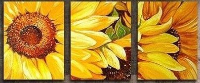 (image for) Yellow Sunflower Modern canvas art Abstract Oil Paintings 3 pcs - Click Image to Close