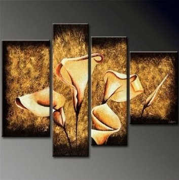 (image for) Calla Lily Modern Abstract Oil Painting on canvas for Home Decal - Click Image to Close