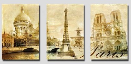 (image for) Paris Architecturs Modern canvas art Abstract Oil Painting 3 pcs