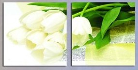 (image for) White tulips Modern Abstract Oil Painting Wall Art On Canvas - Click Image to Close