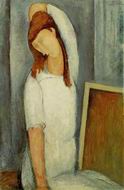 (image for) Handmade Oil painting for home canvas, oil painting framed canvas for living room Portrait of Jeanne Hebuterne, Left Arm Behind He