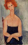 (image for) Handmade oil painting Copy paintings of famous artists Redhead Wearing a Pendant 1918