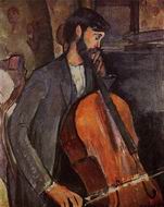 (image for) Handmade Oil painting for home canvas, oil painting framed canvas for living room The Cellist 1909