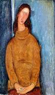 (image for) Handmade oil painting Copy paintings of famous artists Jeanne Hebuterne in a Yellow Jumper 1919