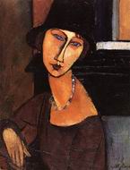 (image for) Handmade oil painting Copy paintings of famous artists Jeanne Hebuterne with Hat and Necklace 1917