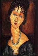 (image for) Handmade oil painting Copy paintings of famous artists Jeanne Hebuterne with Necklace 1917