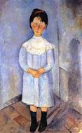 (image for) Handmade Oil painting for home canvas, oil painting framed canvas for living room Little Girl in Blue 1918