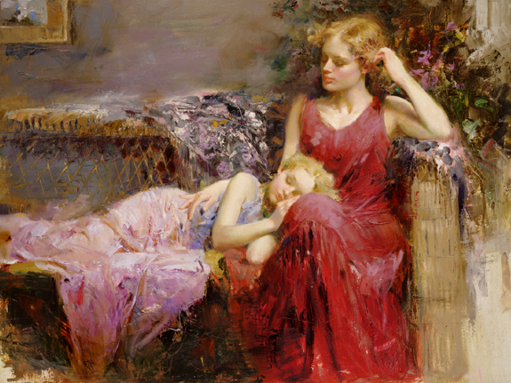 (image for) Famous romance paintings, romantic women A Mother’s Love reproductions of paintings