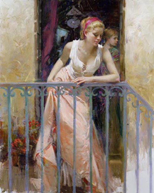 (image for) Famous romance paintings, romantic women At the Balcony reproductions of paintings on canvas