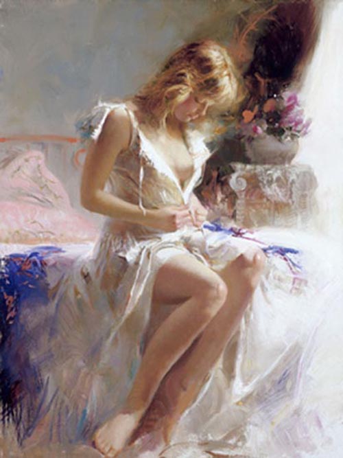 (image for) Famous romance paintings, romantic women Early Morning reproductions oil paintings on canvas