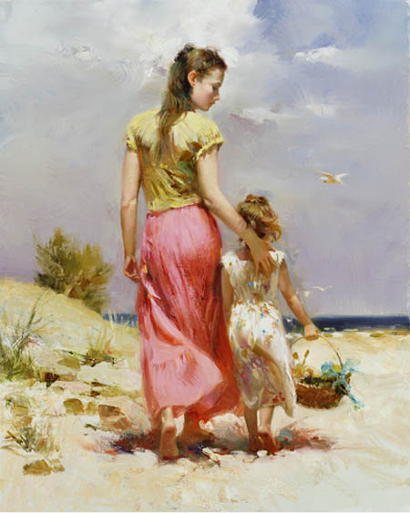 Pino Daeni Seaside Walk reproductions of paintings on canvas