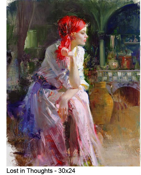 (image for) Famous romance paintings, romantic women Lost in Thoughts reproductions paintings on canvas