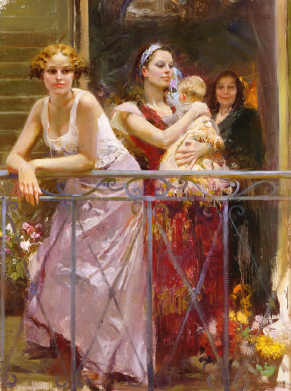 (image for) Famous romance paintings, romantic women Waiting at The Balcony reproductions on canvas
