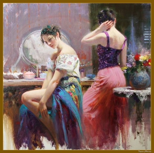 (image for) Handmade oil painting Copy paintings of famous artists Pino Daeni paintings artwork - Click Image to Close
