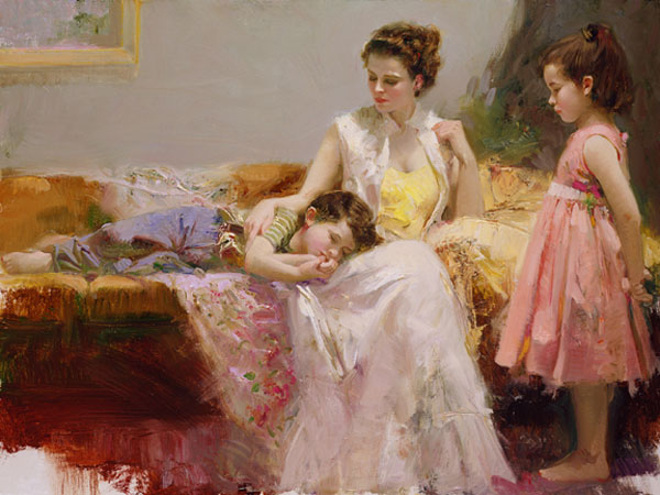(image for) Handmade oil painting Copy paintings of famous artists Pino Daeni painting artwork Pino Daeni's painting's A Soft Place in My Heart