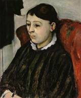 (image for) Handmade Oil painting for home canvas, oil painting framed canvas for living room Madame Cezanne in a Striped Robe 1882 1884