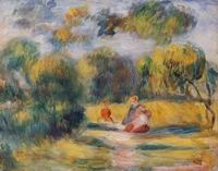 (image for) Handmade Oil painting for home canvas, oil painting framed canvas for living room Pierre-Auguste Renoir art Fields of Wheat 1885
