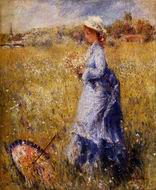 (image for) Pierre-Auguste Renoir paintings art Girl Gathering Flowers 1872