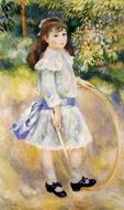 (image for) Handmade Oil painting for home canvas, oil painting framed canvas for living room Pierre-Auguste Renoir art Girl with a Hoop 1885