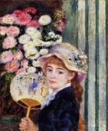 (image for) Handmade Oil painting for home canvas, oil painting framed canvas for living room Pierre-Auguste Renoir artwork Girl with Fan 1881