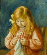 (image for) Handmade oil painting Copy paintings of famous artists Jean Renoir Sewing