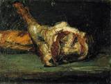 (image for) Handmade Oil painting for home canvas, oil painting framed canvas for living room Still Life Bread and Leg of Lamb 1866
