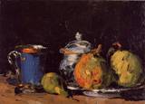 (image for) Handmade Oil painting for home canvas, oil painting framed canvas for living room Sugar Bowl Pears and Blue Cup 1866