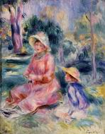 (image for) Handmade Oil painting for home canvas, oil painting framed canvas for living room Madame Renoir and Her Son Pierre 1890