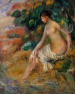 (image for) Handmade Oil painting for home canvas, oil painting framed canvas for living room Nude in the Greenery 1887