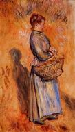 (image for) Handmade Oil painting for home canvas, oil painting framed canvas for living room Peasant Woman Standing in a Landscape 1884