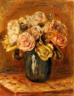 (image for) Handmade Oil painting for home canvas, oil painting framed canvas for living room Roses in a Blue Vase 1906