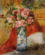(image for) Handmade Oil painting for home canvas, oil painting framed canvas for living room Roses in a Vase 1876